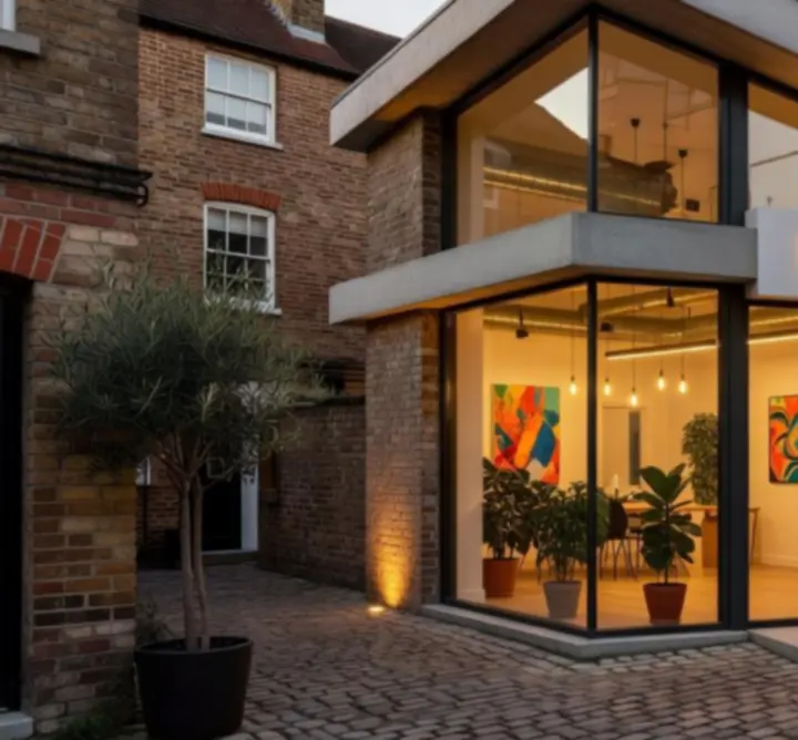 Street-level exterior of MUZA LAB LTD creative studio in Notting Hill, London