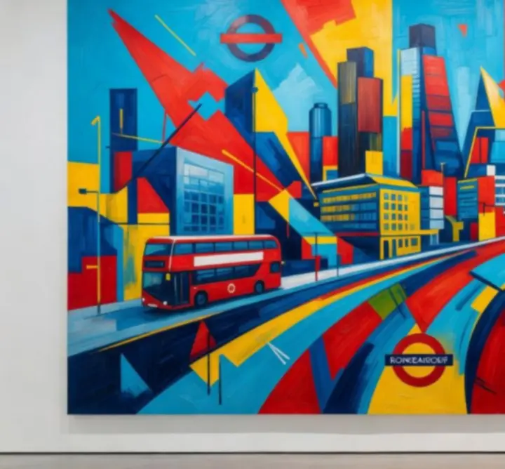Abstract artwork from the Urban Echoes series, evoking the layered movement and light of London cityscapes.